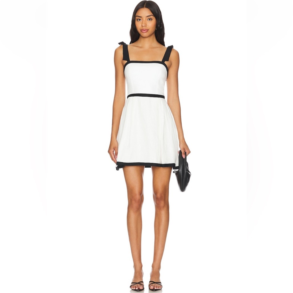 Alice + Olivia Eloisa Mini Dress in Off White & Black